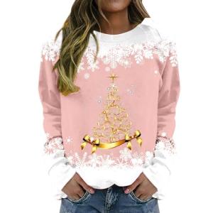 Lightning+Deals Of Today Prime Today'S prime+deals Nantdog Ugly Christmas Sweater Women Christmas Tree Sweatshirts Long Sleeve Crew Neck Holiday Merry and Bright Sweatshirt Christmas Sweatshirt
