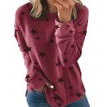 Deals+Lightning of Today Prime Storefronts On Amazon Lighting+Deals+Womens Sweatshirt Crew Neck Star Graphic Pullover Tops 2024 Fall Casual Long Sleeve Oversized Sweatshirt Red