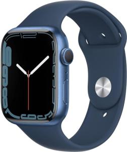 Apple Watch Series 7 (GPS, 45mm) Blue Aluminum Case with Abyss Blue Sport Band, Regular (Renewed)