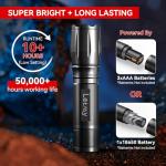 LETMY Tactical Flashlight S2000-2 Pack - Bright LED
