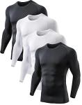 4 Pack Men's Long Sleeve Compression Workout Shirts