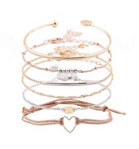 Bohemian Layered Beaded Charm Bracelet Set