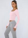 Stylish Women’s Long Sleeve Crop Top - Pink