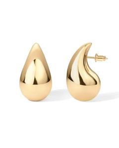 PAVOI 14K Gold Plated 925 Sterling Silver Post Teardrop Chunky Hoop Earrings - Lightweight Drop Yellow for Women - 22mm Designer Dupe Earrings