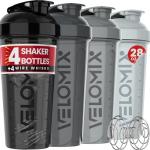 VELOMIX 4-Pack Leak-Proof Protein Shaker Bottles