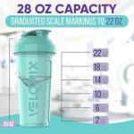 VELOMIX Protein Shaker Bottles - 2 Pack (Pink/Turquoise)