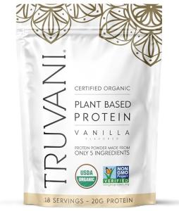 Truvani Vanilla Vegan Pea Protein Powder, 20g