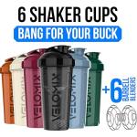 Velomix Protein Shaker Bottle 6-Pack - Earth Tones