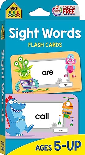 School Zone - Sight Words Flash Cards - Ages 5 and Up, Kindergarten to 1st Grade, Phonics, Beginning Reading, Sight Reading, Early-Reading Words, and More from School Zone Publishing