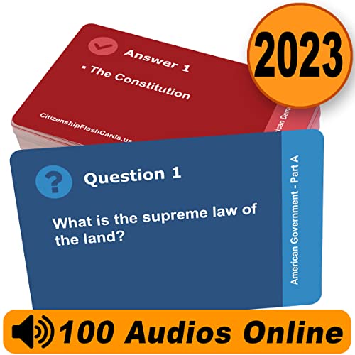 US Citizenship Flash Cards 2023: Naturalization Test Study Guide with 100 USCIS Questions and Answers Flashcards Includes Online Audios from Sanlop Group
