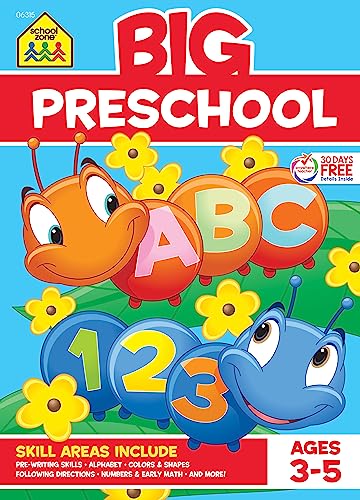 School Zone - Big Preschool Workbook - 320 Pages, Ages 3 to 5, Colors, Shapes, Numbers, Early Math, Alphabet, Pre-Writing, Phonics, Following Directions, and More (School Zone Big Workbook Series) by School Zone Publishing