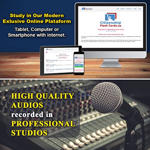 US Citizenship Flash Cards 2023: Naturalization Test Study Guide with 100 USCIS Questions and Answers Flashcards Includes Online Audios from Sanlop Group
