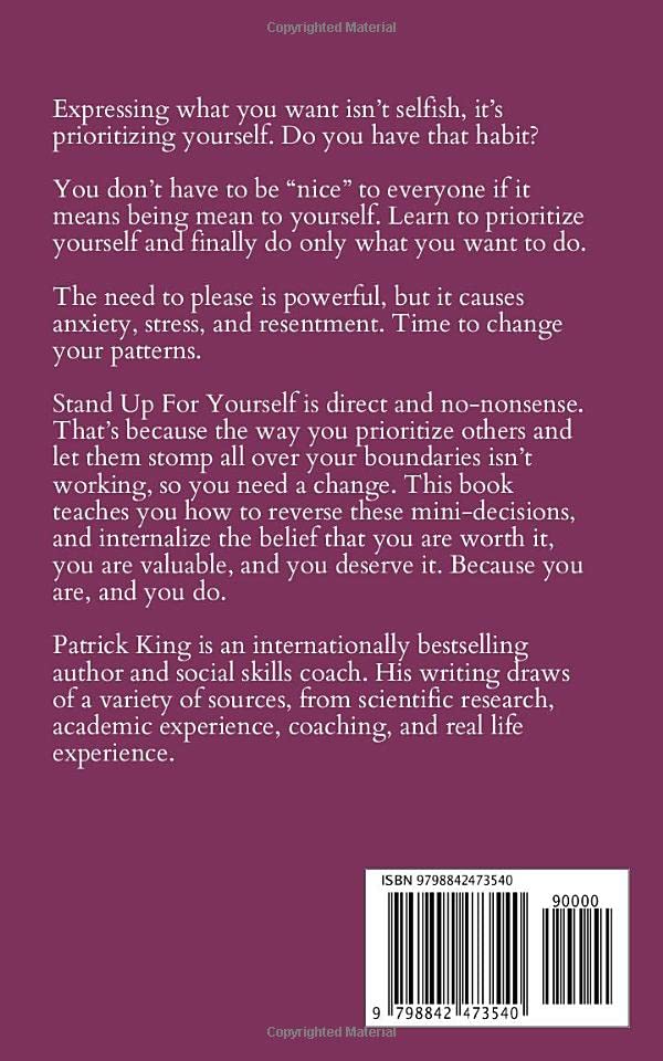 Stand Up For Yourself, Set Boundaries, & Stop Pleasing Others (if thatâs okay with youâ¦) (Be Confident and Fearless) from Independently published