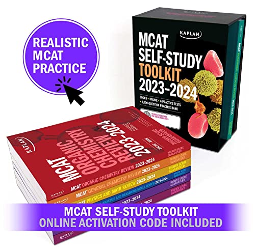 MCAT Self-Study Toolkit 2023-2024, Set Includes Books, 6 Online Practice Tests, and 3,000-Question Practice Bank (Kaplan Test Prep) from Kaplan Test Prep