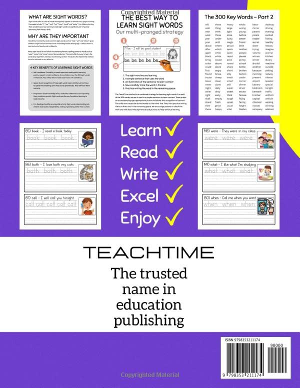 300 Must Know Sight Words Activity Workbook: Learn, Trace & Practice the 300 Most Common High Frequency Words for Kids Learning to Read and Write (Dolch Sight Words & Fry Sight Words) by Independently published