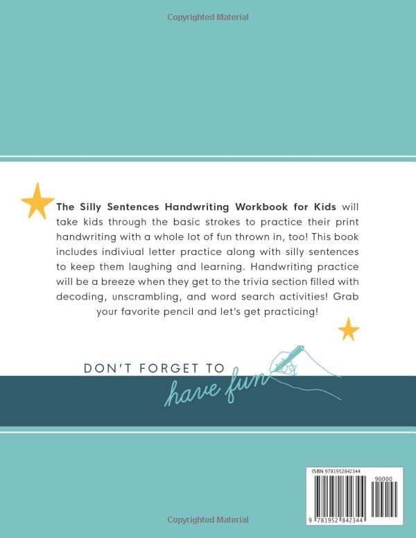 Handwriting Practice Book for Kids (Silly Sentences): Penmanship and Writing Workbook for Kindergarten, 1st, 2nd, 3rd and 4th Grade: Learn and Laugh by Tracing Letters, Sight Words and Funny Phrases from Modern Kid Press