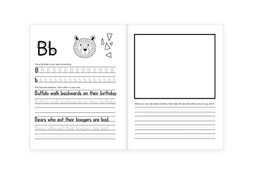 Handwriting Practice Book for Kids (Silly Sentences): Penmanship and Writing Workbook for Kindergarten, 1st, 2nd, 3rd and 4th Grade: Learn and Laugh by Tracing Letters, Sight Words and Funny Phrases from Modern Kid Press