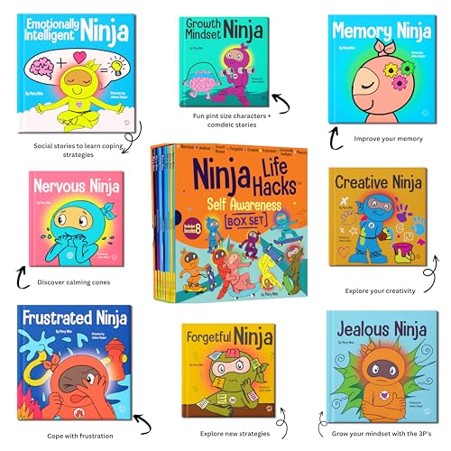 Ninja Life Hacks Self Awareness 8 Book Box Set (Books 41-48: Frustrated Ninja, Nervous Ninja, Jealous Ninja, Growth Mindset Ninja, Forgetful Ninja, ... Emotionally Intelligent Ninja, Memory Ninja) from Ninja Life Hacks
