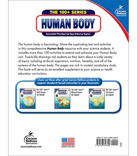 Carson Dellosa The 100+ Series: Human Body WorkbookâGrades 5-8 Science Book, Human Anatomy, Bones, Muscles, Organs, the Nervous System, Health and Nutrition (128 pgs) by Carson Dellosa Education