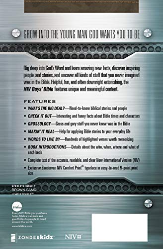 NIV, Boys' Bible, Leathersoft, Brown Camo, Comfort Print by Zonderkidz