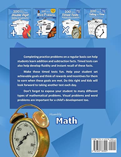 Humble Math - 100 Days of Timed Tests: Addition and Subtraction: Grades K-2, Math Drills, Digits 0-20, Reproducible Practice Problems from Libro Studio LLC