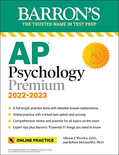 AP Psychology Premium, 2022-2023: Comprehensive Review with 6 Practice Tests + an Online Timed Test Option (Barron's Test Prep) from Barrons Educational Services