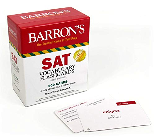 SAT Vocabulary Flashcards: 500 Cards Reflecting the Most Frequently Tested SAT Words + Sorting Ring for Custom Study (Barron's Test Prep) from Barrons Educational Services