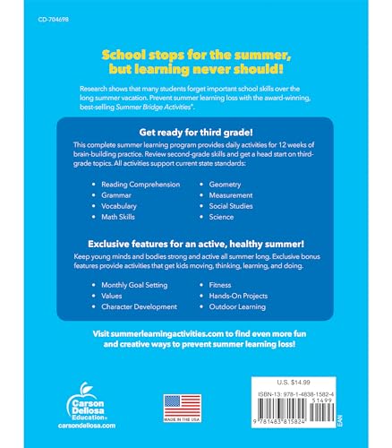 Summer Bridge Activities 2-3 Workbooks, Ages 7-8, Math, Reading Comprehension, Writing, Science, Social Studies, Summer Learning 3rd Grade Workbooks All Subjects With Flash Cards (160 pgs) by Summer Bridge Activities