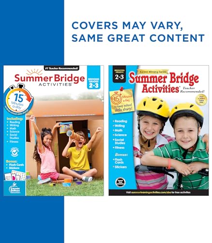 Summer Bridge Activities 2-3 Workbooks, Ages 7-8, Math, Reading Comprehension, Writing, Science, Social Studies, Summer Learning 3rd Grade Workbooks All Subjects With Flash Cards (160 pgs) by Summer Bridge Activities