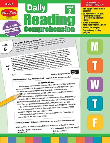Evan-Moor Daily Reading Comprehension, Grade 2 - Homeschooling & Classroom Resource Workbook, Reproducible Worksheets, Teaching Edition, Fiction and Nonfiction, Lesson Plans, Test Prep by Evan-Moor Educational Publishers
