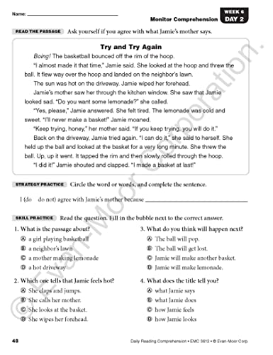Evan-Moor Daily Reading Comprehension, Grade 2 - Homeschooling & Classroom Resource Workbook, Reproducible Worksheets, Teaching Edition, Fiction and Nonfiction, Lesson Plans, Test Prep by Evan-Moor Educational Publishers