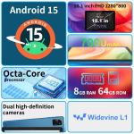 10-Inch Android Tablet: Octa-Core, 8GB RAM, 64GB Storage
