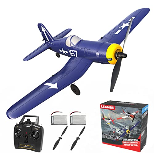 RC Plane 4 Channel Remote Controlled Aircraft Ready to Fly, One Key Aerobatic and One-Key U-Turn, Easy Control for Beginners, F4U Corsair RC Airplane Best Gift for Advanced Kids LEAMBE by LEAMBE