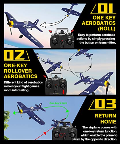 RC Plane 4 Channel Remote Controlled Aircraft Ready to Fly, One Key Aerobatic and One-Key U-Turn, Easy Control for Beginners, F4U Corsair RC Airplane Best Gift for Advanced Kids LEAMBE by LEAMBE