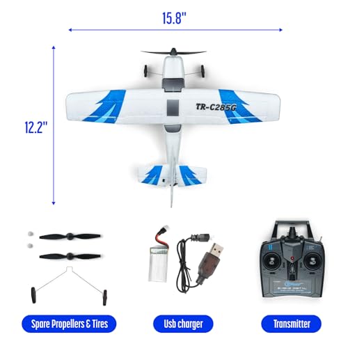 Top Race Rc Plane 3 Channel Remote Control Airplane Ready to Fly Rc Planes for Adults, Easy & Ready to Fly, Great Gift Toy for Adults or Advanced Kids, Upgraded with Propeller Saver (TR-C285G) from Top Race