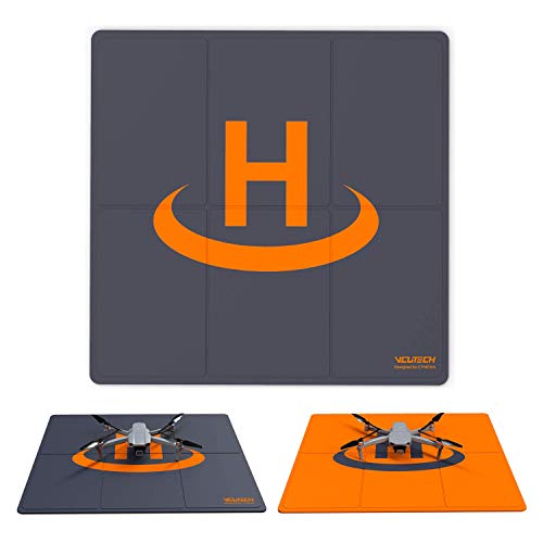 VCUTECH Drone Landing Pad Pro Fast-Fold Double-Sided Waterproof 20 inch(50cm) Compatible with DJI Mavic Air 2, Mavic Mini 2, Mavic 2 Pro/Zoom, DJI FPV, Drone Accessories(Black) from VCUTECH
