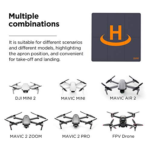VCUTECH Drone Landing Pad Pro Fast-Fold Double-Sided Waterproof 20 inch(50cm) Compatible with DJI Mavic Air 2, Mavic Mini 2, Mavic 2 Pro/Zoom, DJI FPV, Drone Accessories(Black) from VCUTECH