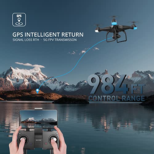 Holy Stone HS120D GPS Drone with Camera for Adults 2K UHD FPV, Quadcotper with Auto Return Home, Follow Me, Altitude Hold, Way-points Functions, Includes 2 Batteries and Carrying Backpack by Holy Stone