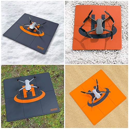 VCUTECH Drone Landing Pad Pro Fast-Fold Double-Sided Waterproof 20 inch(50cm) Compatible with DJI Mavic Air 2, Mavic Mini 2, Mavic 2 Pro/Zoom, DJI FPV, Drone Accessories(Black) from VCUTECH
