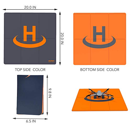 VCUTECH Drone Landing Pad Pro Fast-Fold Double-Sided Waterproof 20 inch(50cm) Compatible with DJI Mavic Air 2, Mavic Mini 2, Mavic 2 Pro/Zoom, DJI FPV, Drone Accessories(Black) from VCUTECH