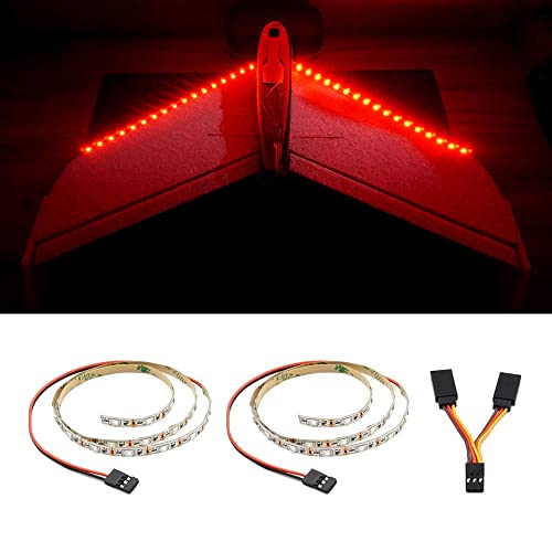 LED Light Strip for RC Fixed Wing Airplane Flying Wing Plane AR Wing Drone Model Car Truck (Red) by elechawk