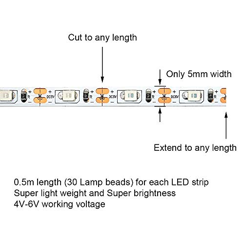 elechawk LED Light Strip for RC Fixed Wing Airplane Flying Wing Plane AR Wing Drone Model Car Truck (Yellow) from elechawk