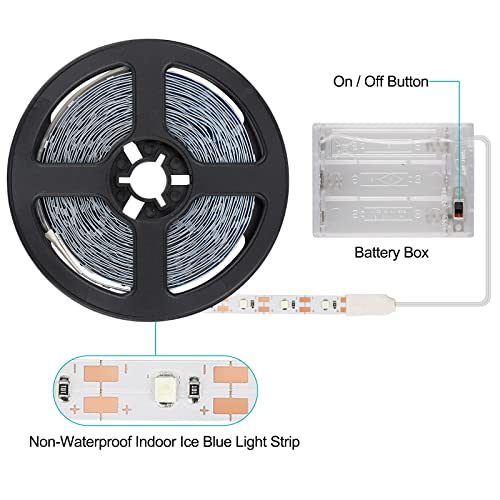 Battery Operated Lights, Led Strip Lights Battery Powered, Battery Led Light with Led Light Battery Powered Flexible Ribbon Light, 300leds Cool Warming-5M / 16.4ft (Blue) by COOBATG