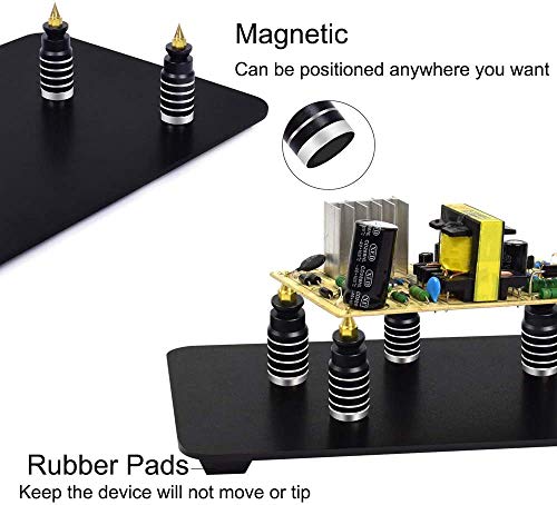 Magnetic Helping Hand, Soldering Helping Hands, PCB Circuit Board Holder with 3X LED Magnifying Lamp, Flexible Metal Arms Heavy Duty Base Electronic Repair Tool (Magnetic with Lamp) from NEWACALOX