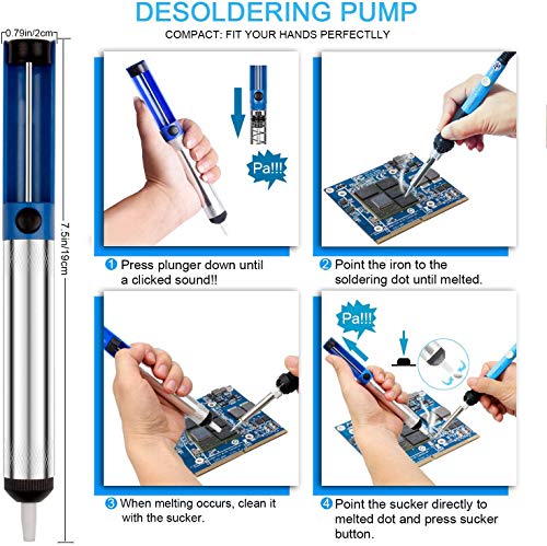 Anbes Soldering Iron Kit Electronics, 60W Adjustable Temperature Welding Tool, 5pcs Soldering Tips, Desoldering Pump, Soldering Iron Stand, Tweezers by ANBES