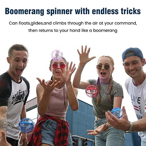FLYNOVA PRO Flying Ball Toys, ã2021 Upgradedã Rechargeable Flying Boomerang Ball 360Â° Rotating Soaring Orb UFO Built-in LED Lights, Safe Fly Orb Toy Mini Spinner Drones for Kids (Blue) from Flynova