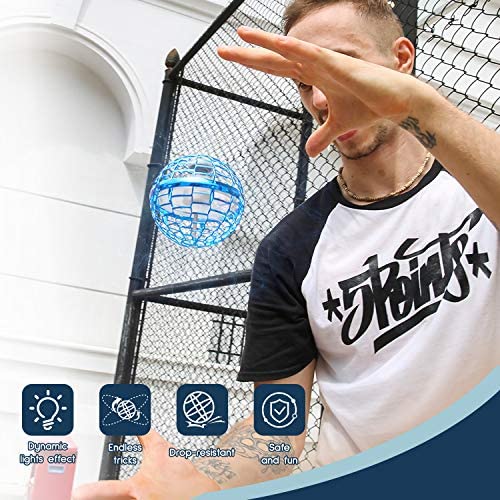 FLYNOVA PRO Flying Ball Toys, ã2021 Upgradedã Rechargeable Flying Boomerang Ball 360Â° Rotating Soaring Orb UFO Built-in LED Lights, Safe Fly Orb Toy Mini Spinner Drones for Kids (Blue) from Flynova