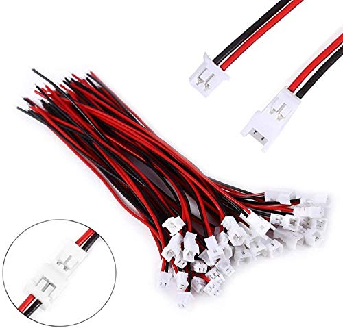Letool 30 Pairs JST 1.25mm 2 Pin Micro Male Female Connector Plug with Red Black Wire Cable 80mm by YP International