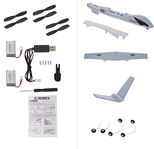 RC Plane Remote Control Airplane - 2.4Ghz 2 Channels DIY RC Predator Aircraft with 3-Axis Gyro for Beginner RC Plane with 2 batteries, Wingspan 660mm from PLRB