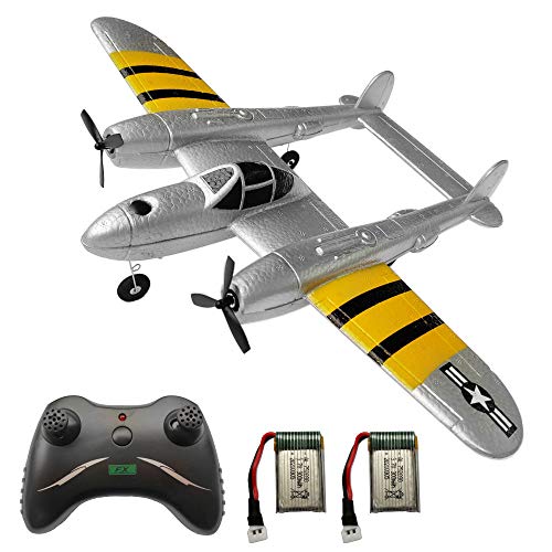 RC Plane 2 Channel Remote Control Airplane Ready to Fly RC Planes for Beginner, Advanced RC Foam Airplane for Kids Boys Beginner Adults, Easy & Fun to Fly P38 Lightning Fighter with 2 Batteries by DAILIOT